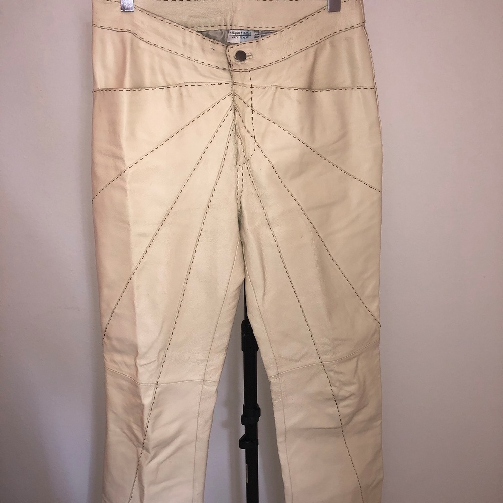 Vintage White Leather Bell Bottoms
